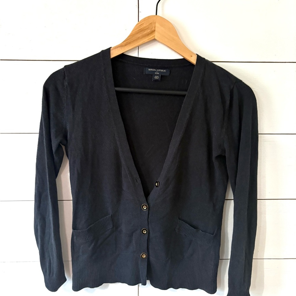 Banana Republic Black Button-Up Cardigan